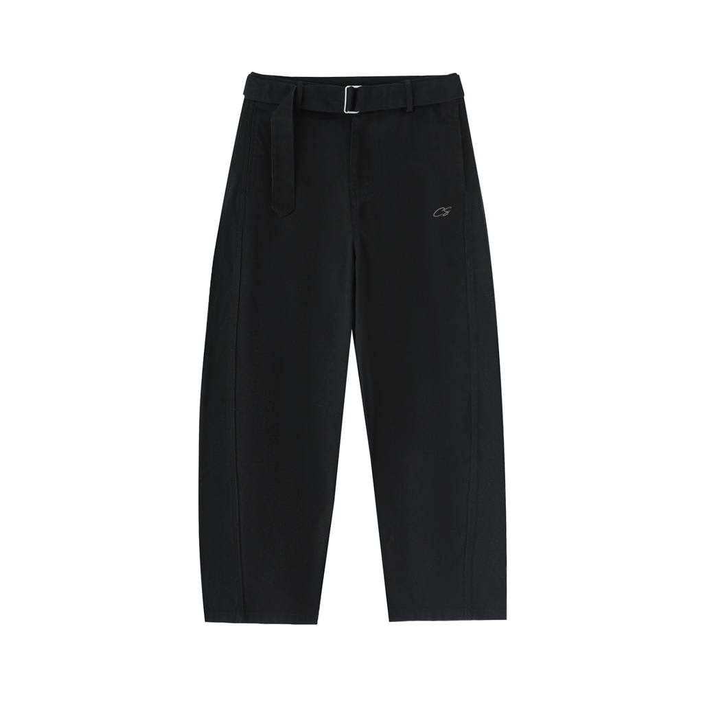 Belted Barrel-leg Chino Pants