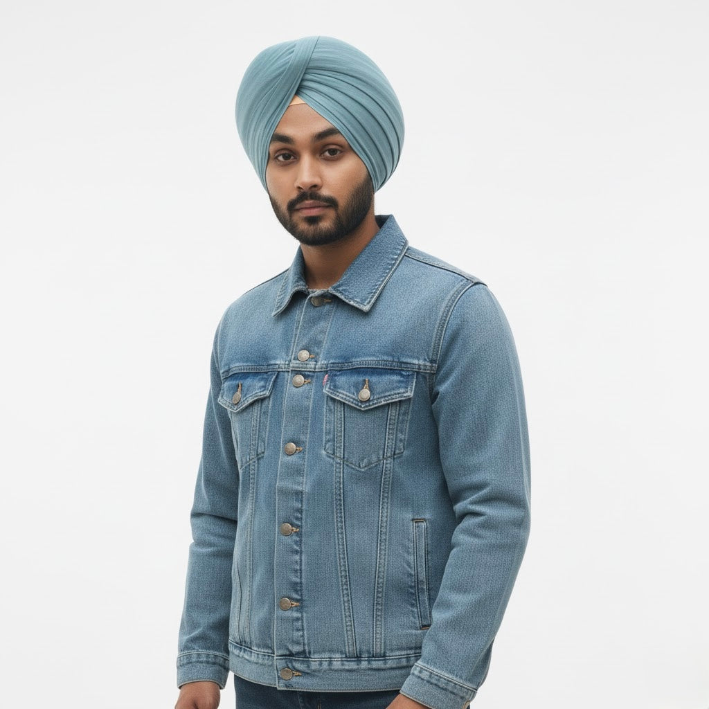 Denim Jacket — Colorful Patchwork Back Embroidery