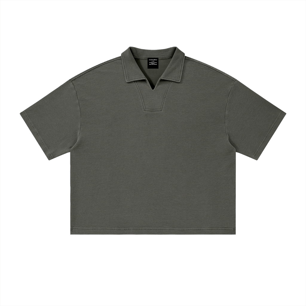 Vintage Wash Waffle Boxy Polo Shirt