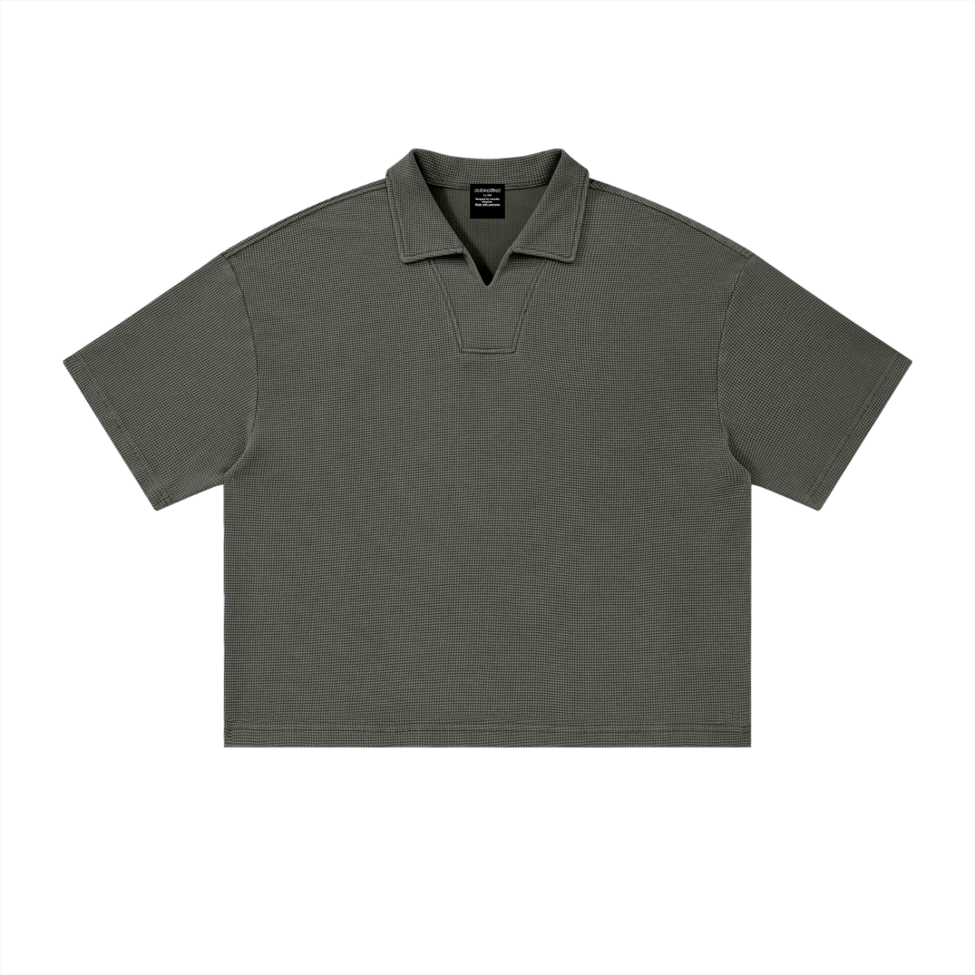 Vintage Wash Waffle Boxy Polo Shirt