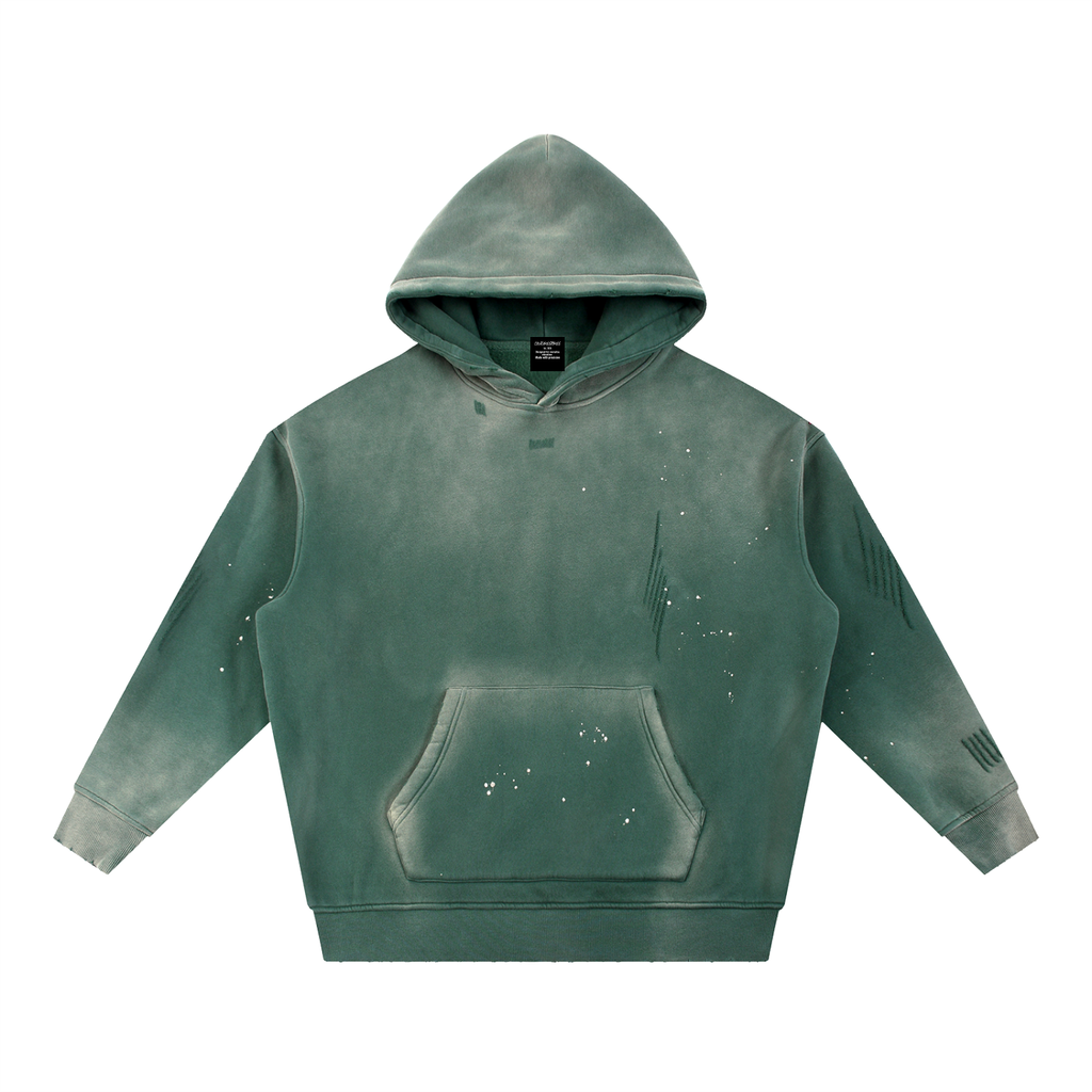 Vintage Washed Frayed Fleece Hoodie