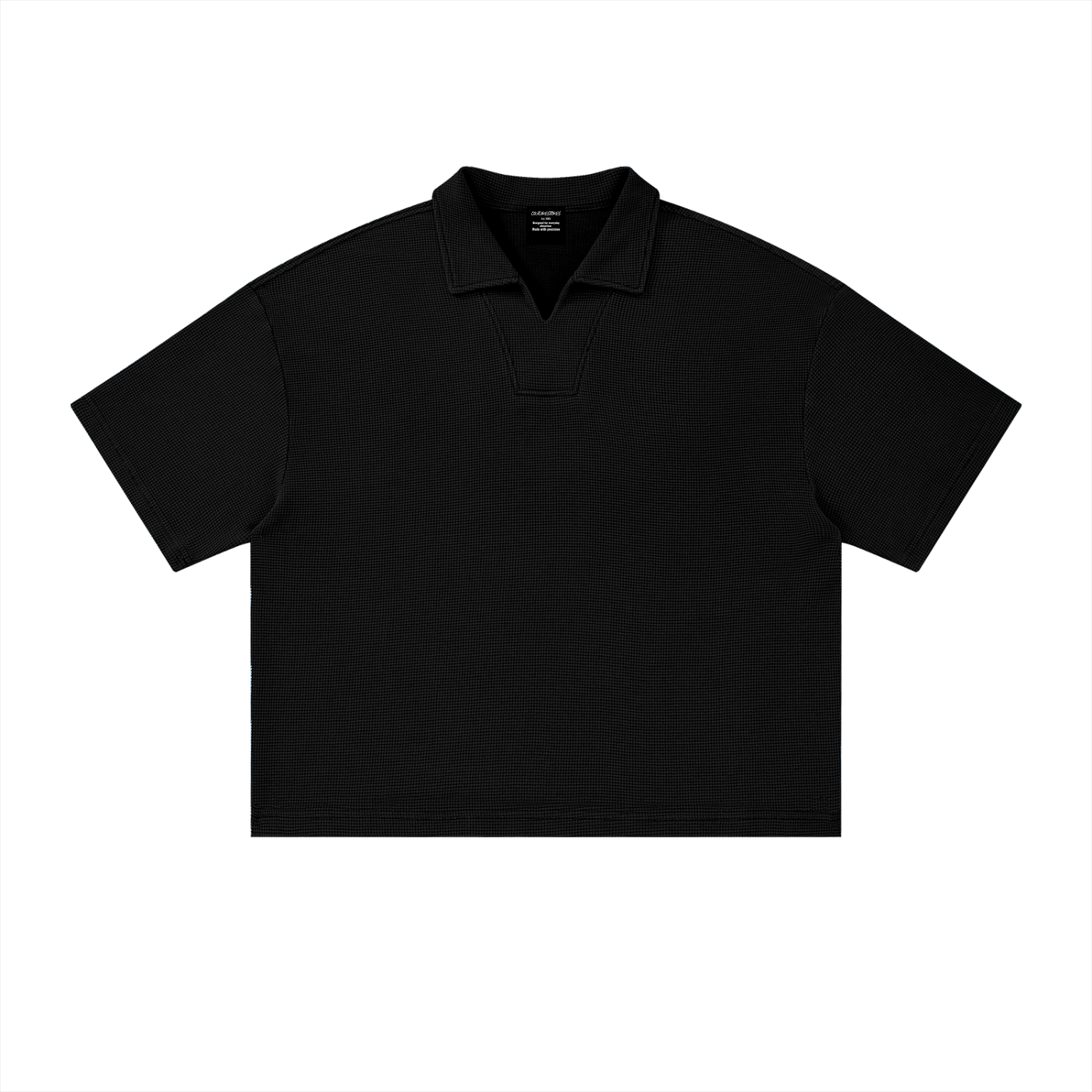 Vintage Wash Waffle Boxy Polo Shirt